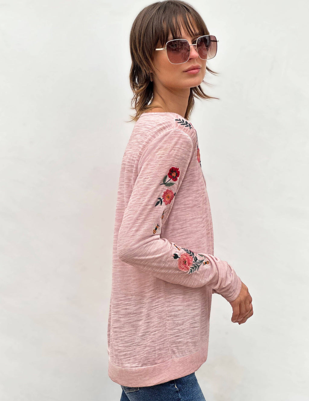 You Deserve Flowers Embroidered Long Sleeve Tee