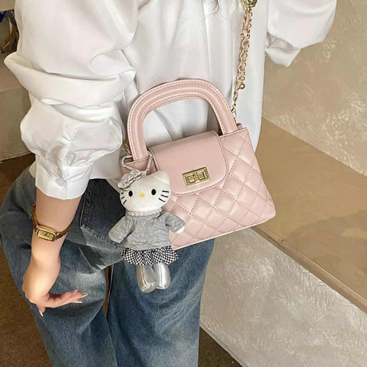 Quilted Chain Strap Crossbody Bag