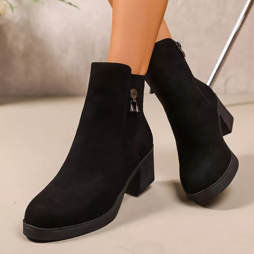 Point Toe Block Heels Boots