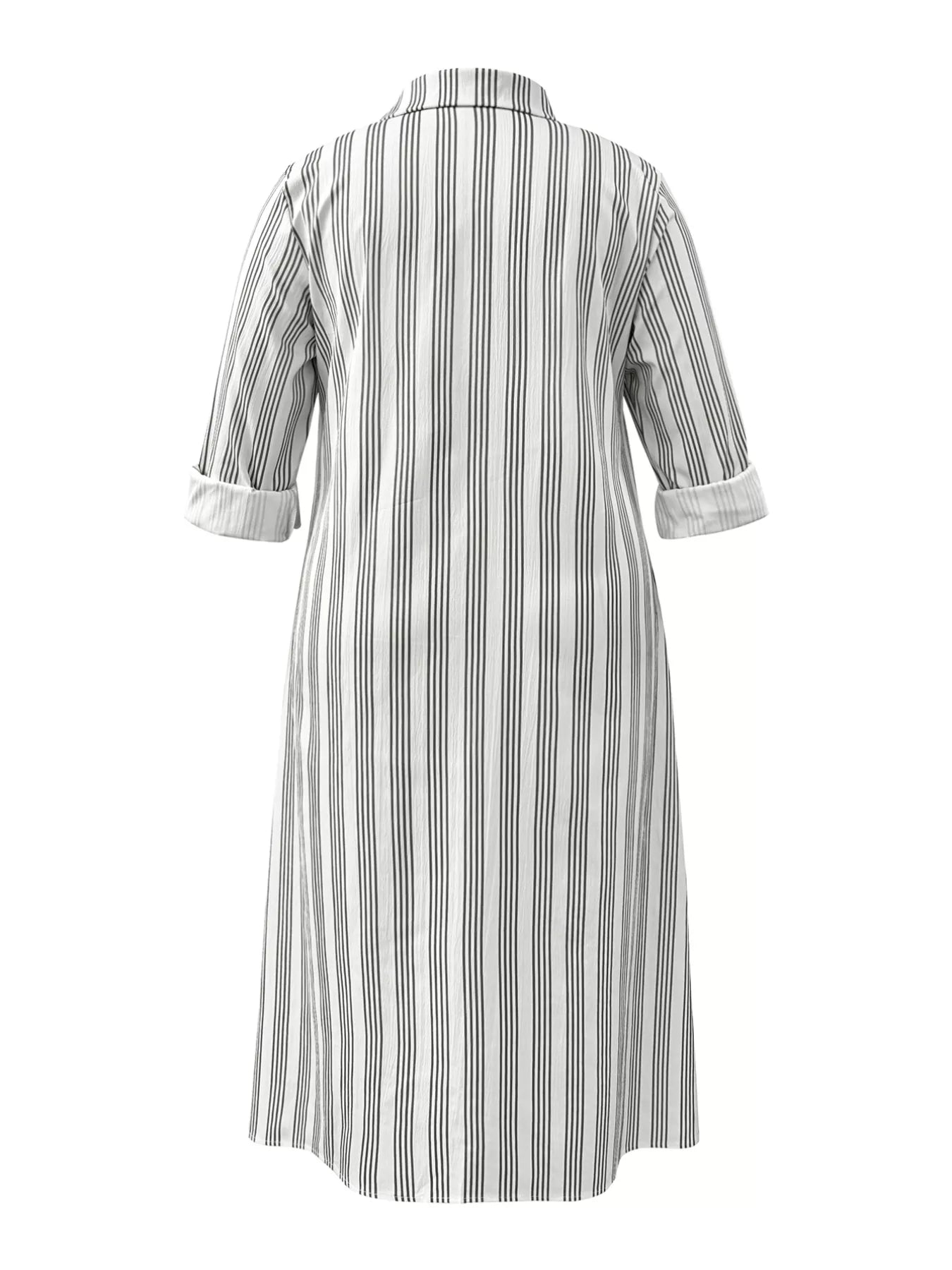 Striped Button Front Midi Dress