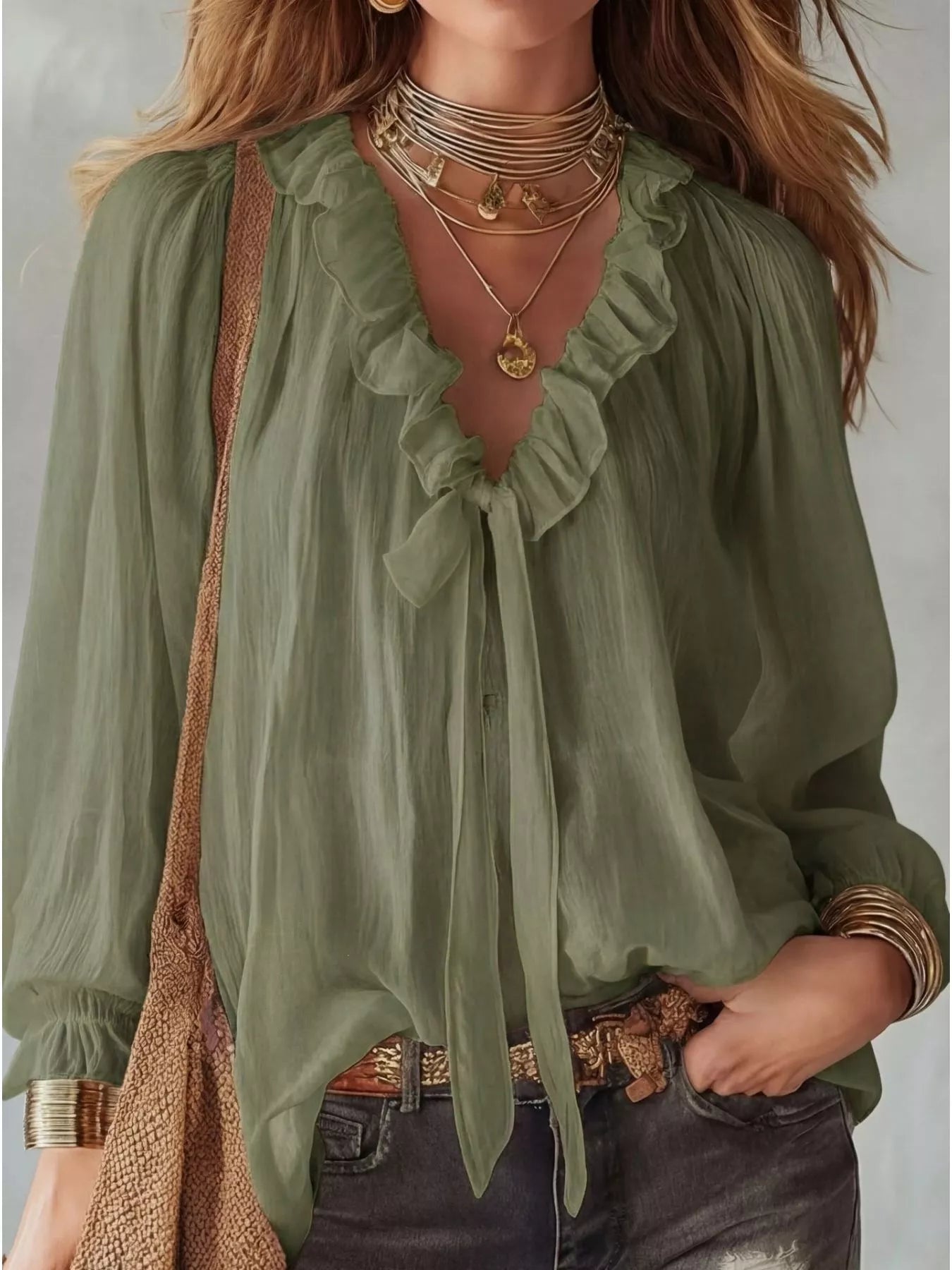 Ruffle Long Sleeve Blouse