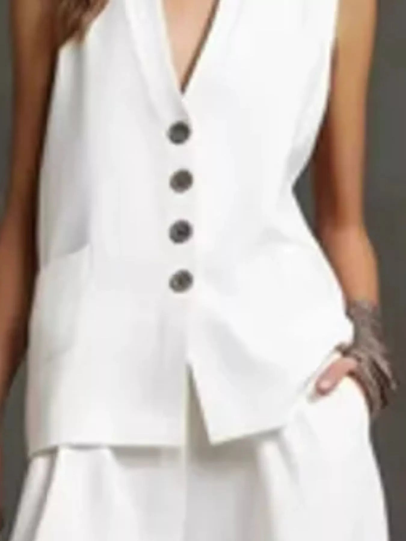 Sleeveless Vest and Wide-Leg Pants Set