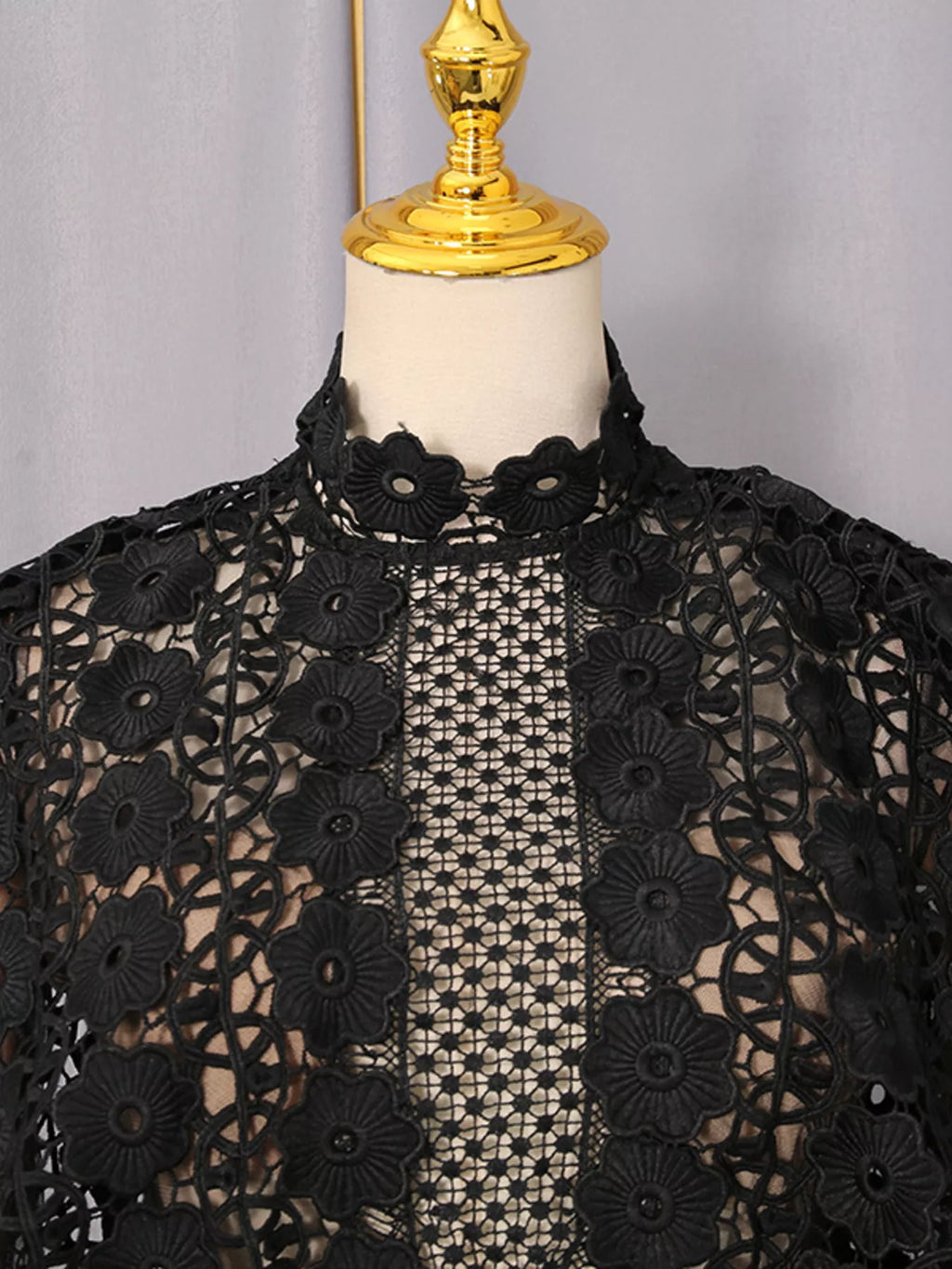 Lace Sheer Sleeve Mini Dress