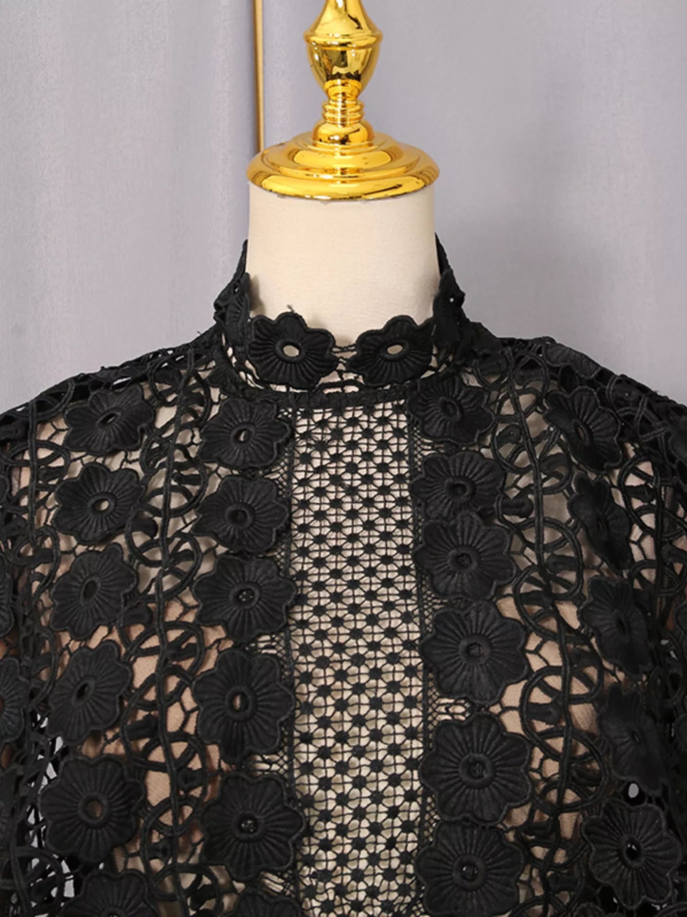 Lace Sheer Sleeve Mini Dress