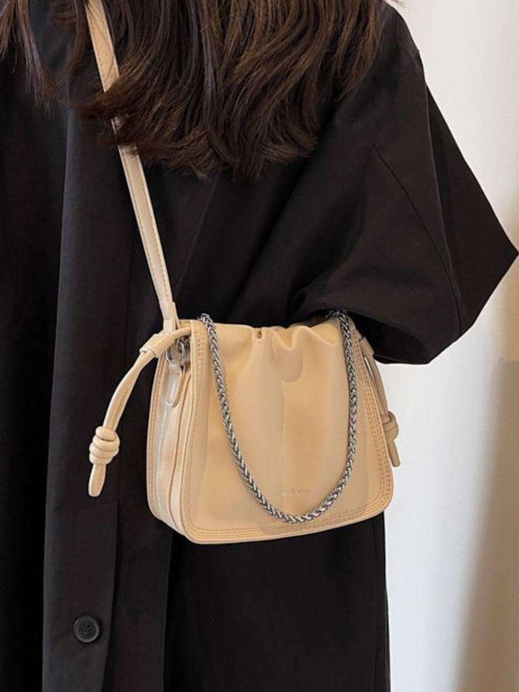 Drawstring Ruched Crossbody Bag