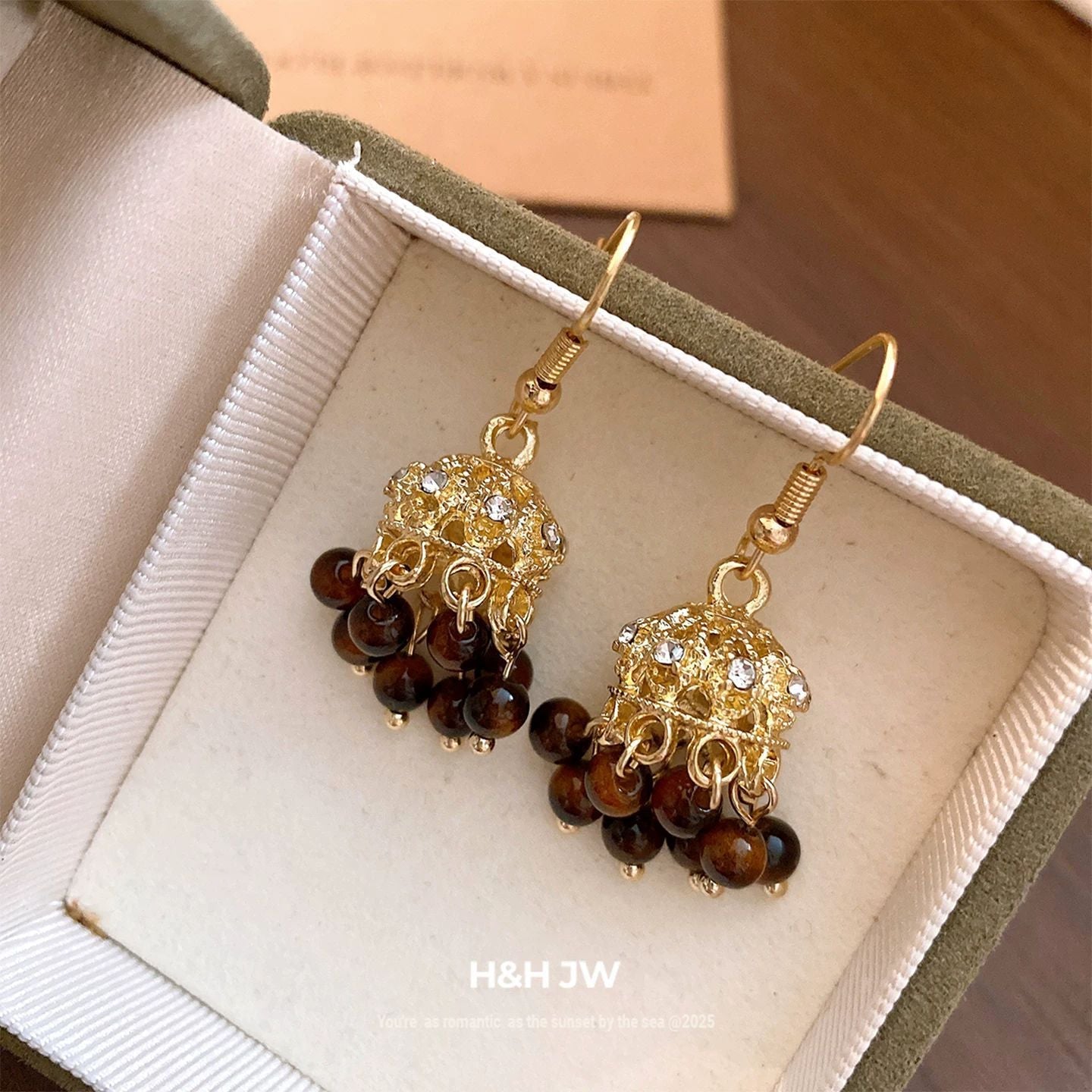 Womens Retro Ethnic Hollow Bell Tassel Stud Earrings,New Chinese Style Costume Earrings For Daily Party Wear