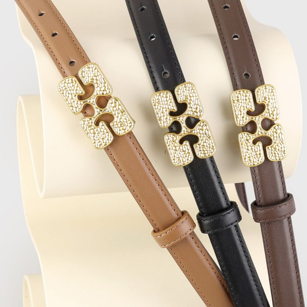 Gold Buckle Leather Belt