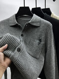 Men's Plus Size Button-Front Knit Cardigan with Collar