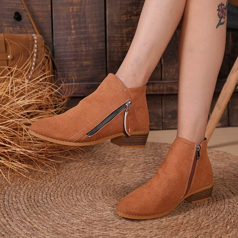 Point Toe Block Heels Boots
