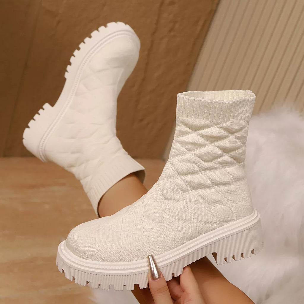 Round Toe Block Heels Boots