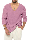 Men's Casual V-Neck Ribbed Knit Sweater