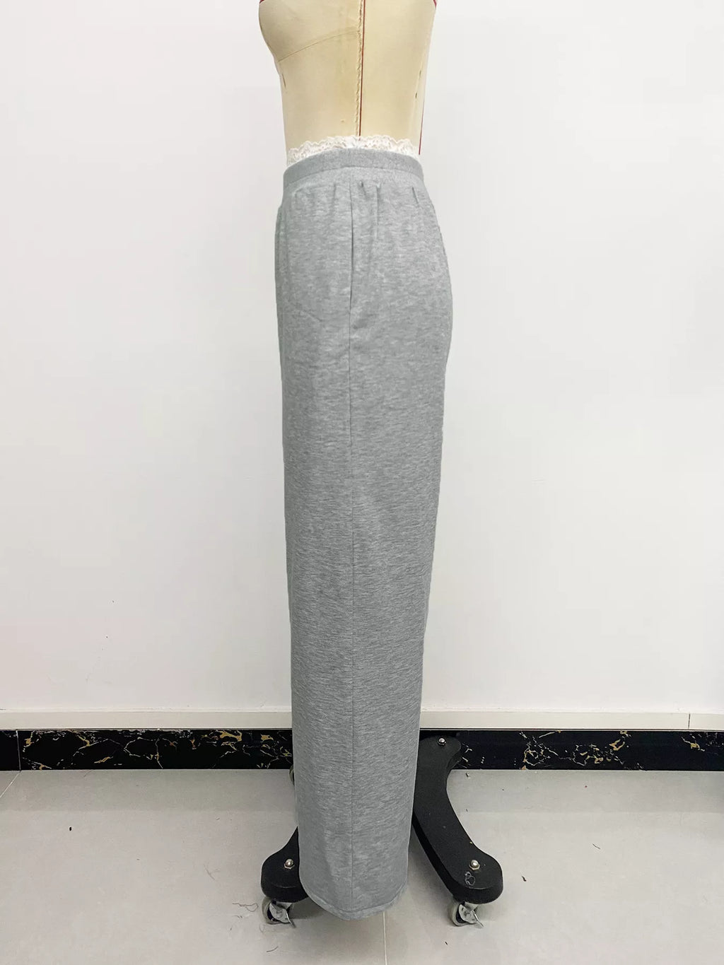 Lace Detail Wide Leg Casual Pants