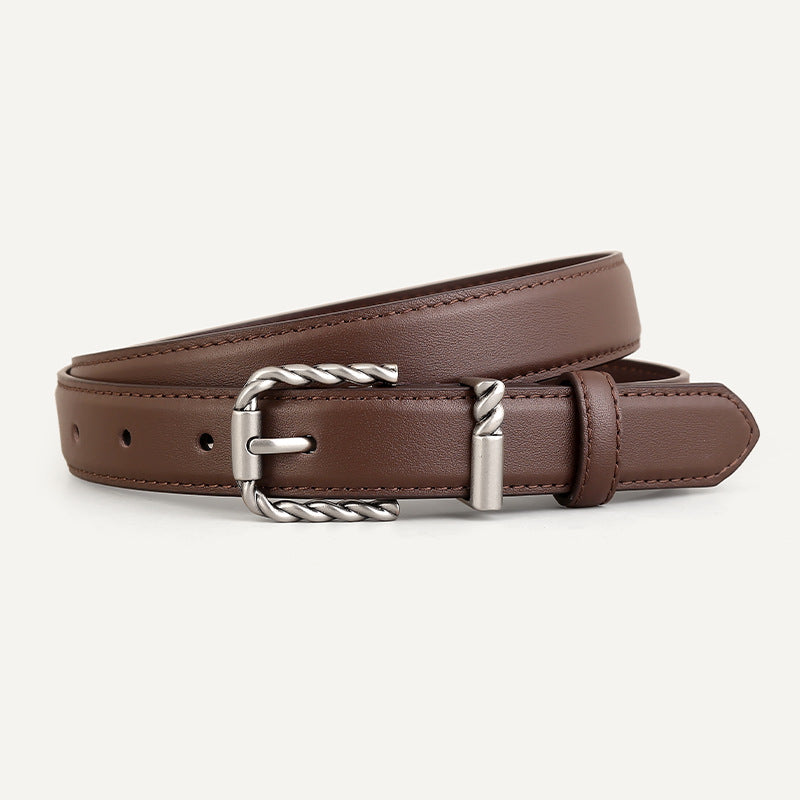 Leather Belt with Twisted Buckle