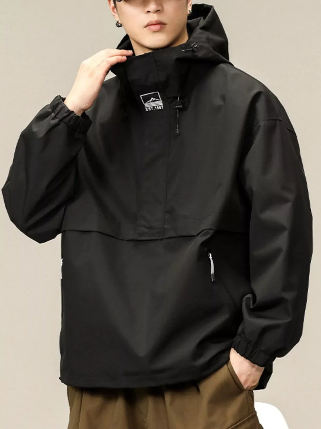 Men's Plus Size Hooded Windbreaker Jacket