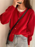 Crew Neck Button-Down Knit Cardigan