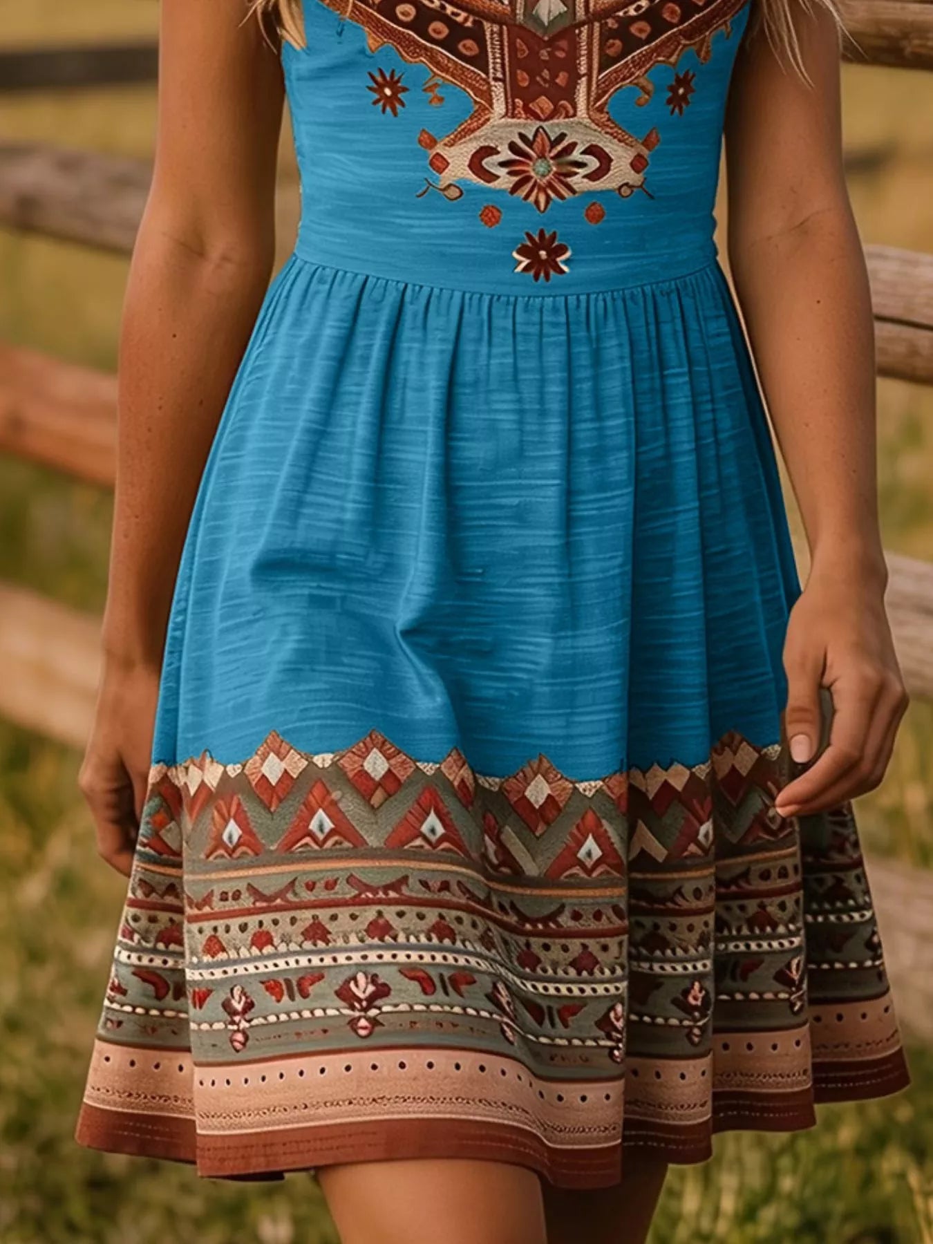 Tribal Print Sleeveless A-Line Summer Dress