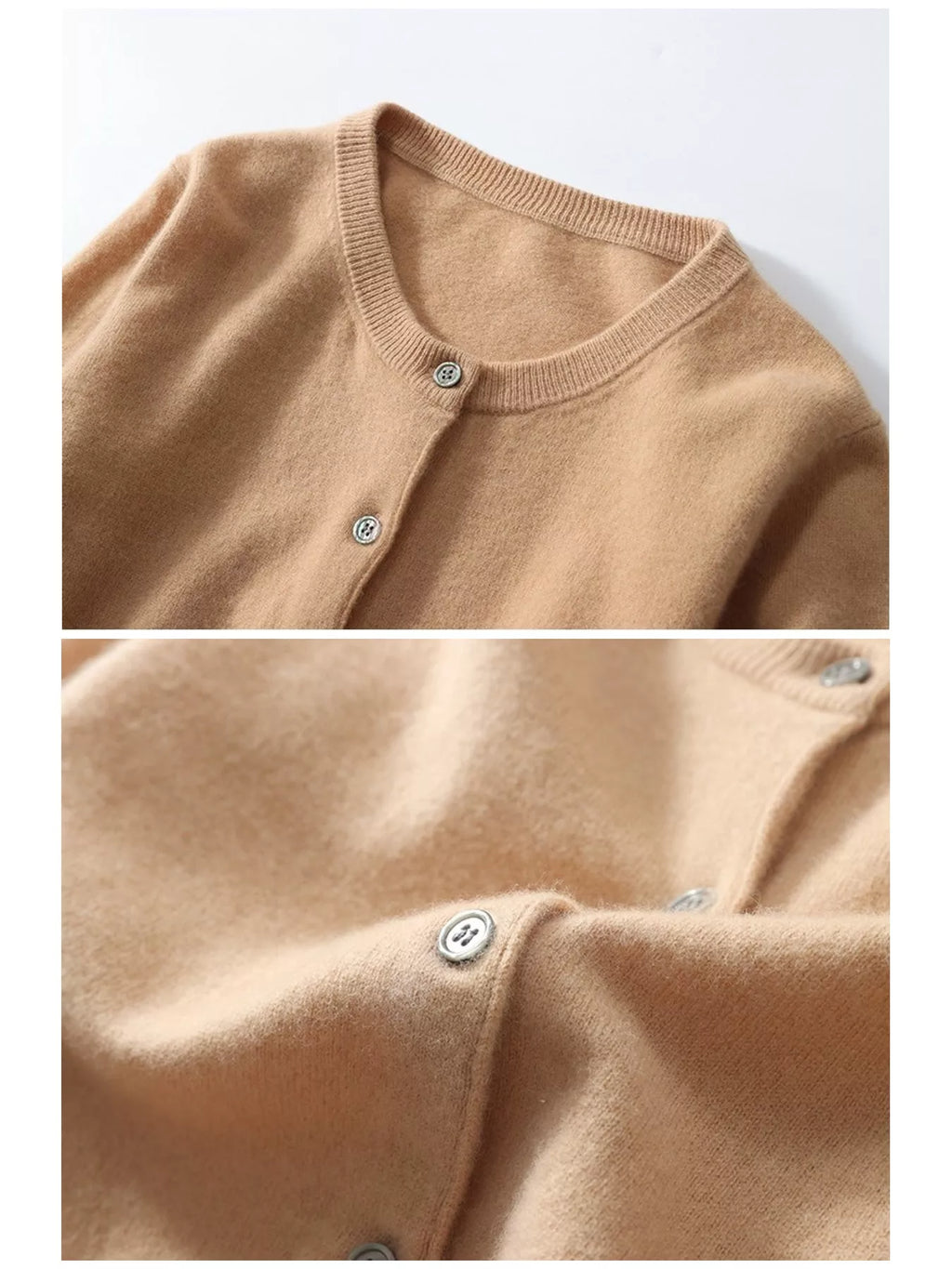 Crew-Neck Button-Down Cardigan
