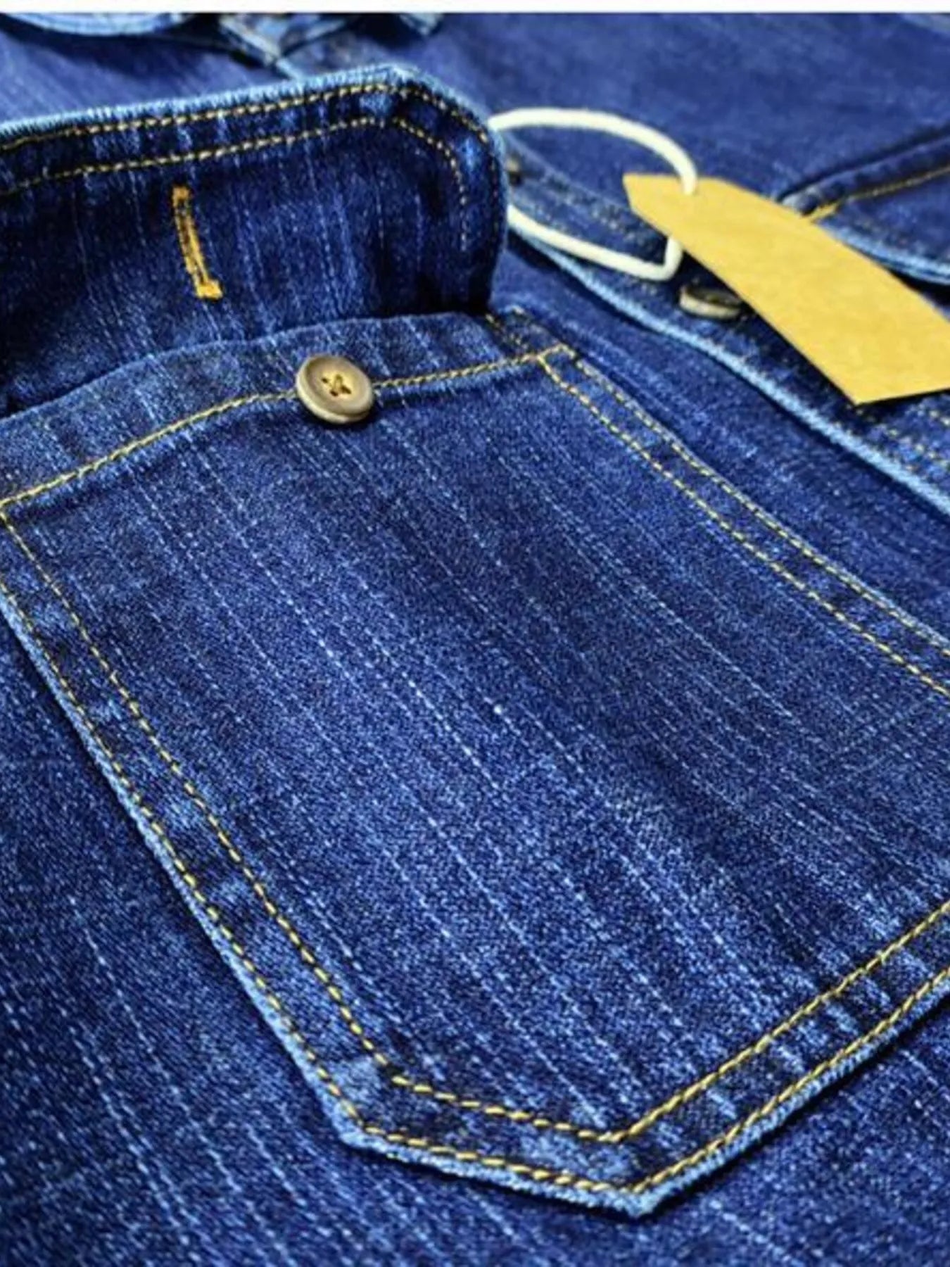 Men's Plus Size Button Up Long Sleeve Denim Shirt