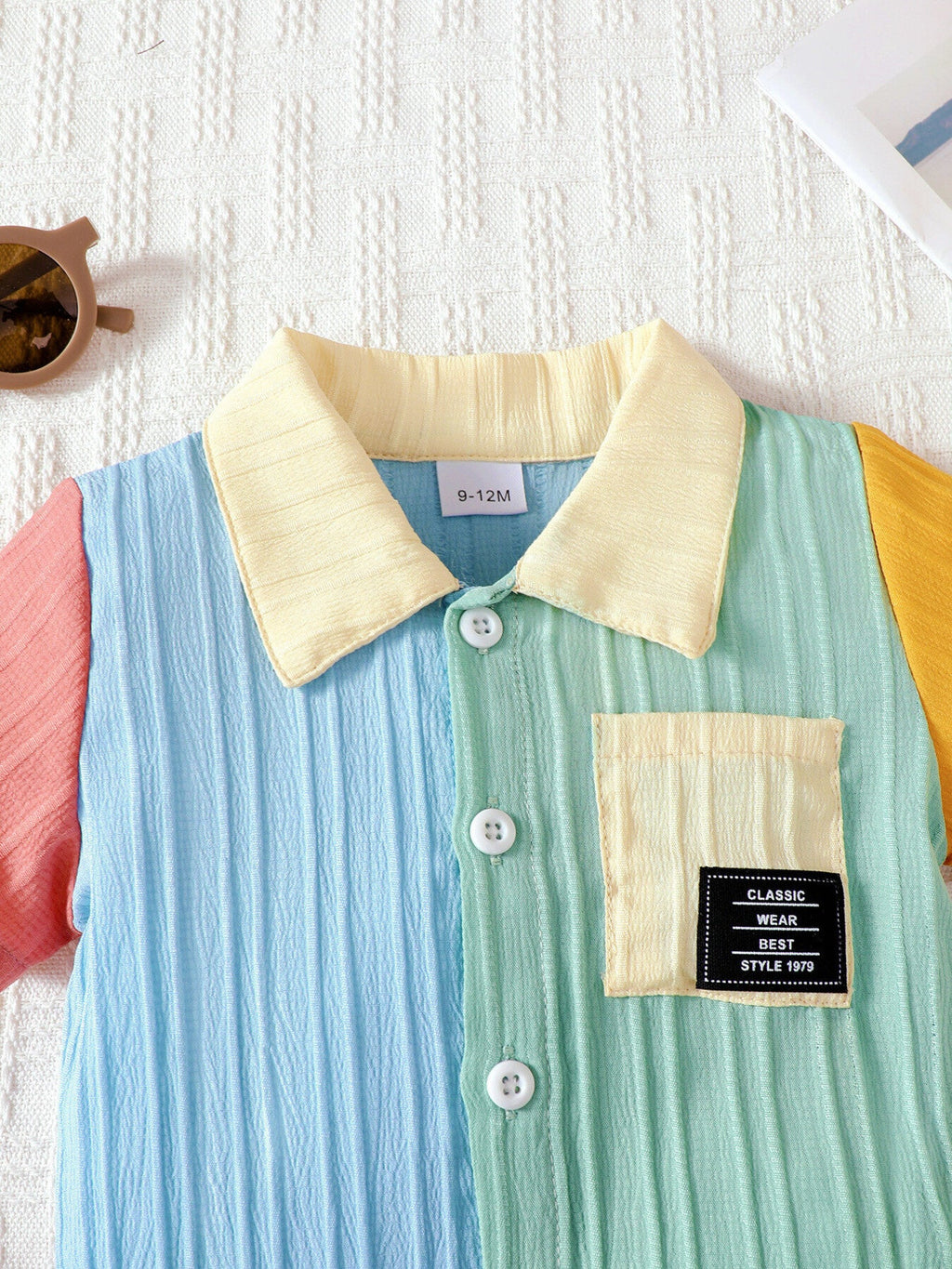 Children's Color Block Shirt and Shorts Set