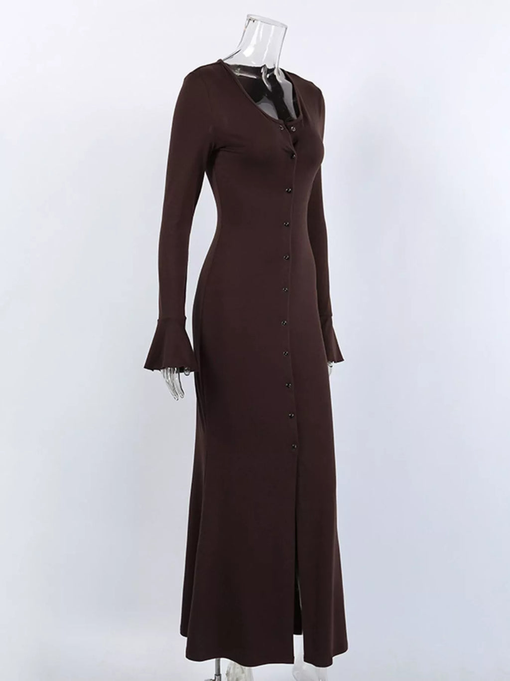 Button-Down Bodycon Maxi Dress