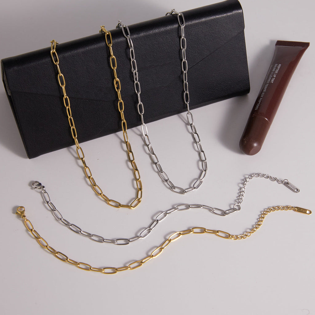 Silver Chain Bracelet and Necklace Collection