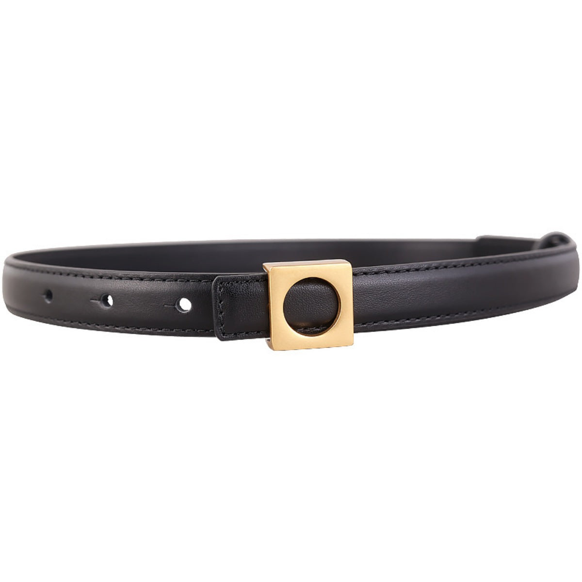 Square Buckle Skinny Leather Belt