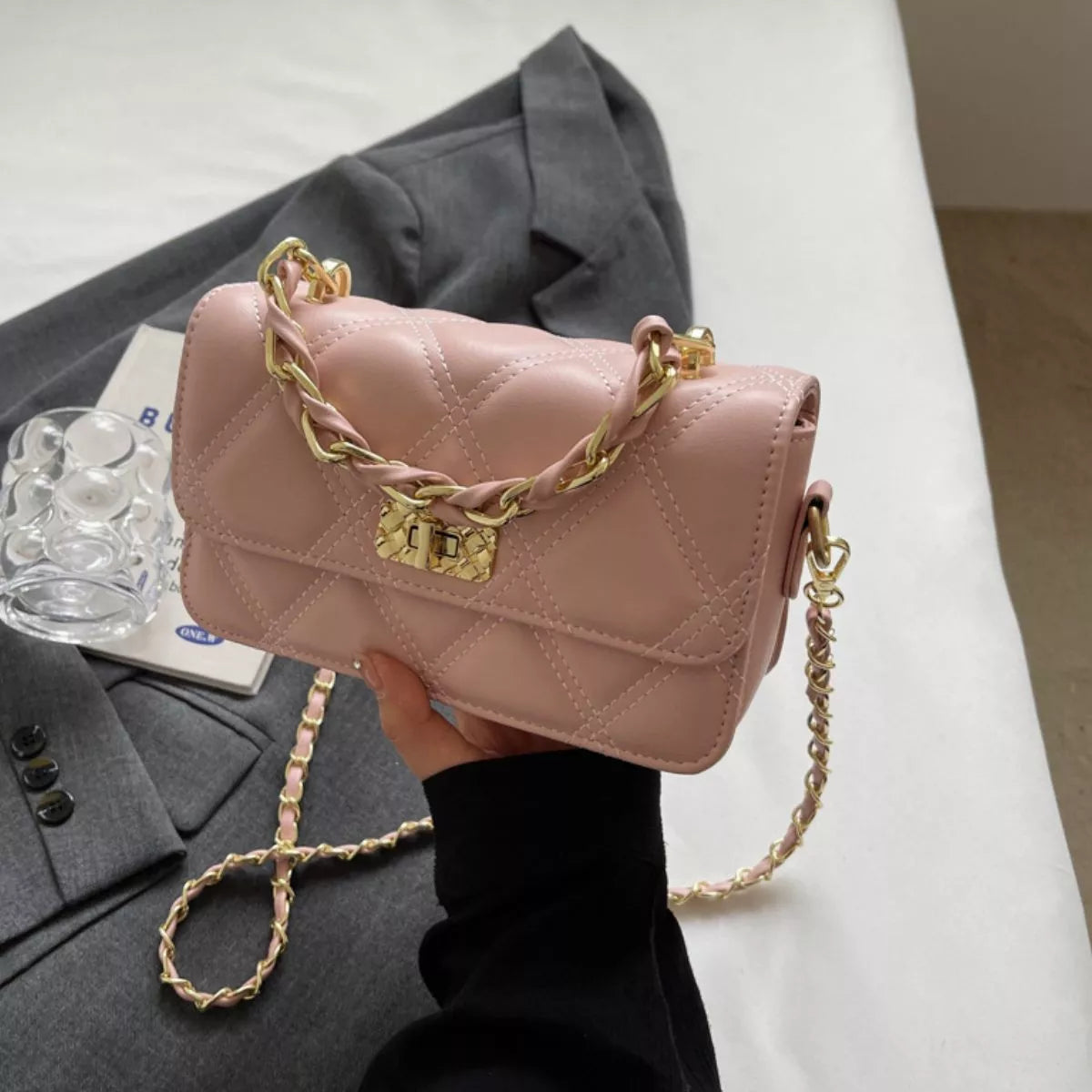 Quilted Chain Strap Crossbody Bag