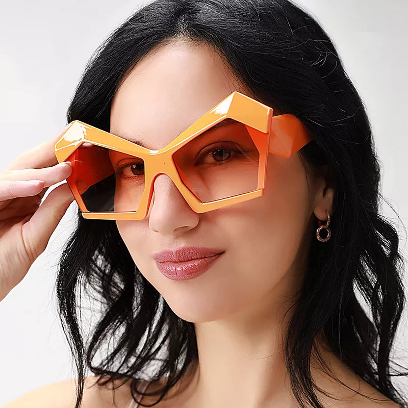 Oversized Geometric Orange Fashion Sunglasses