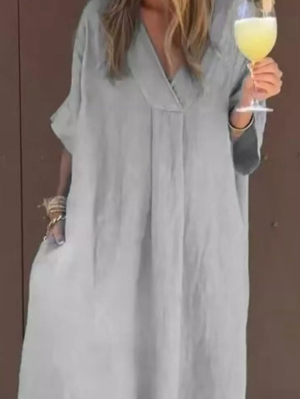 Full Size V-Neck Maxi Dress with Flowy Silhouette Plus Size