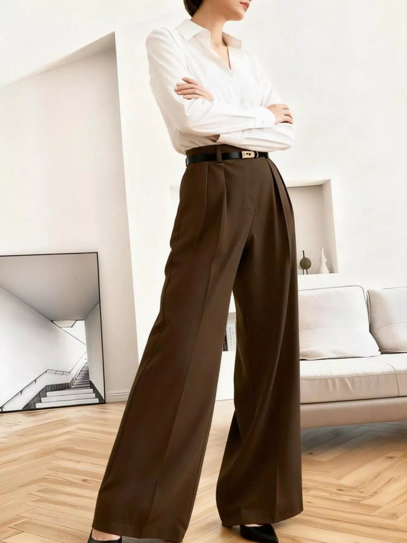 Wide Leg Pleated Pants