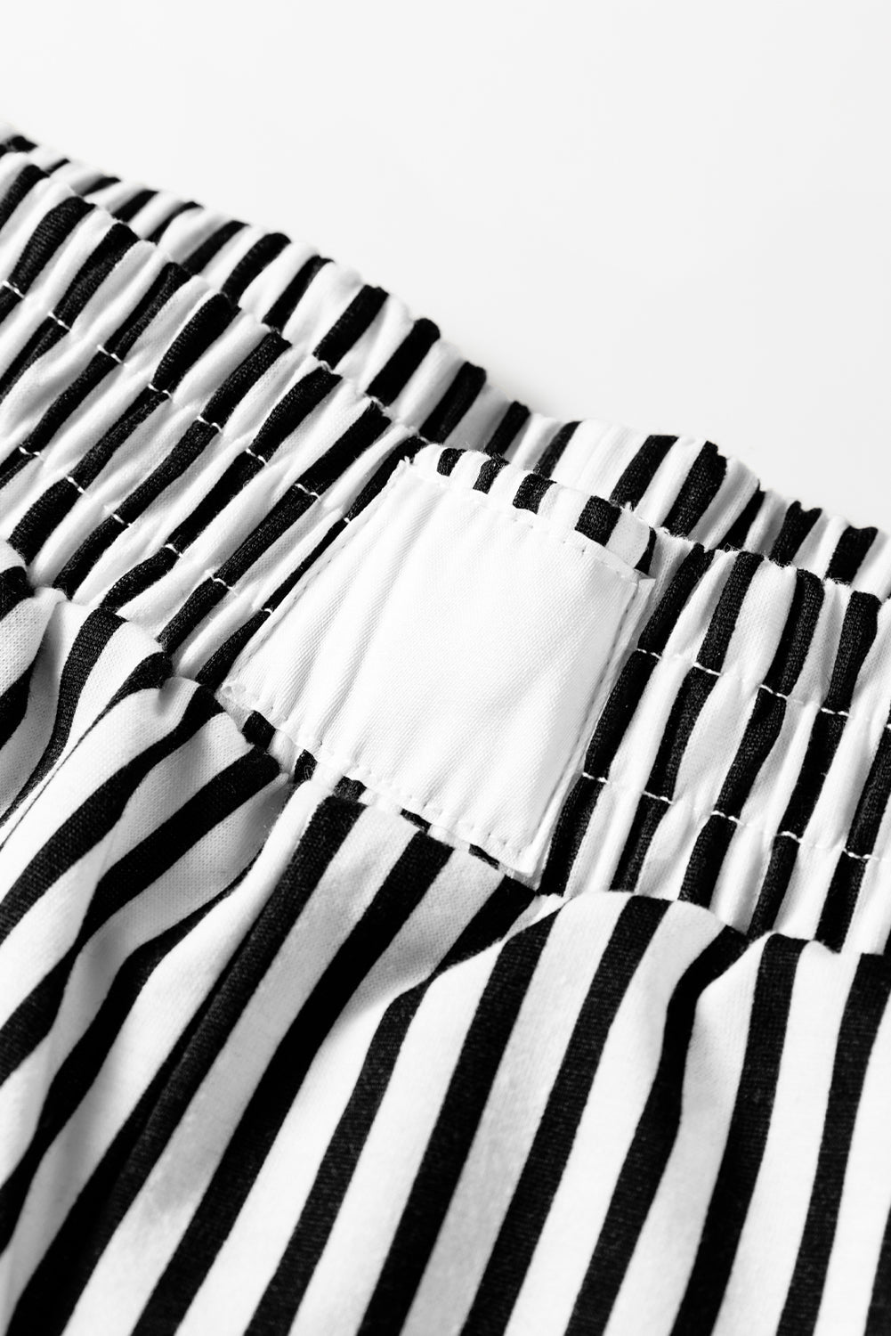 Stripe Pocketed Elastic High Waist Pants