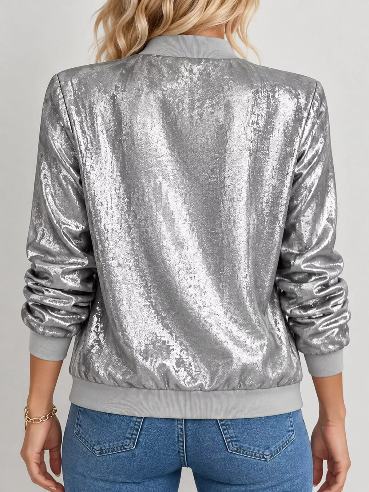 Full Size Zip Up Long Sleeve Jacket Plus Size