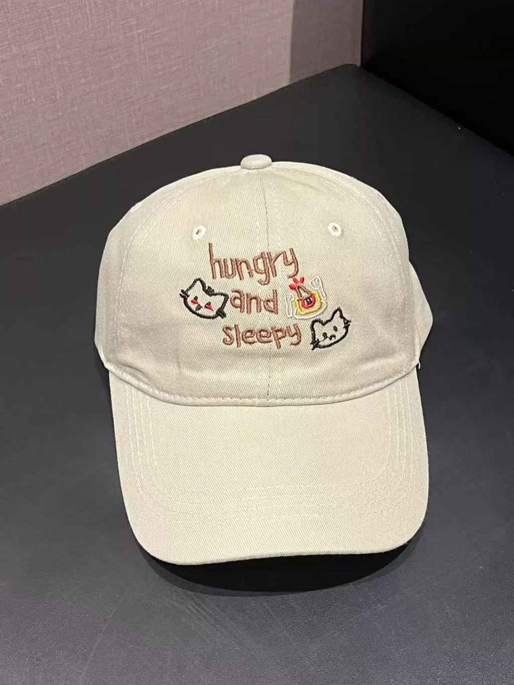 Embroidered 'Hungry and Sleepy' Baseball Cap