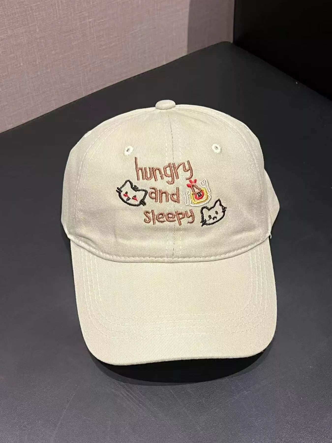 Embroidered 'Hungry and Sleepy' Baseball Cap