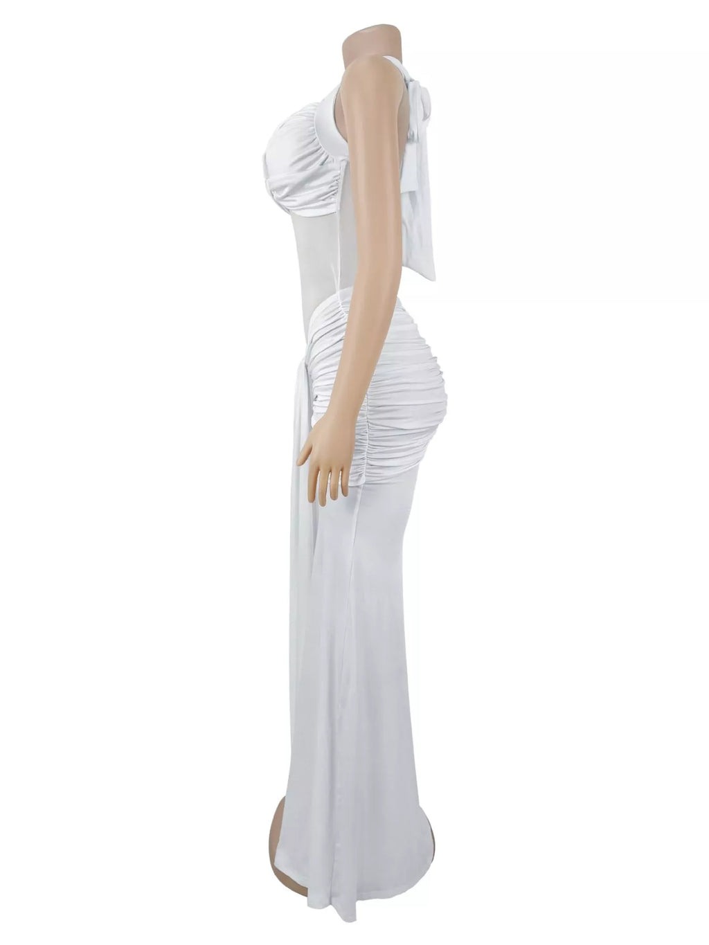 Twisted Front Ruched Bodycon Maxi Dress