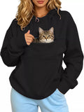 Full Size Cat Pouch Drawstring Hoodie Plus Size