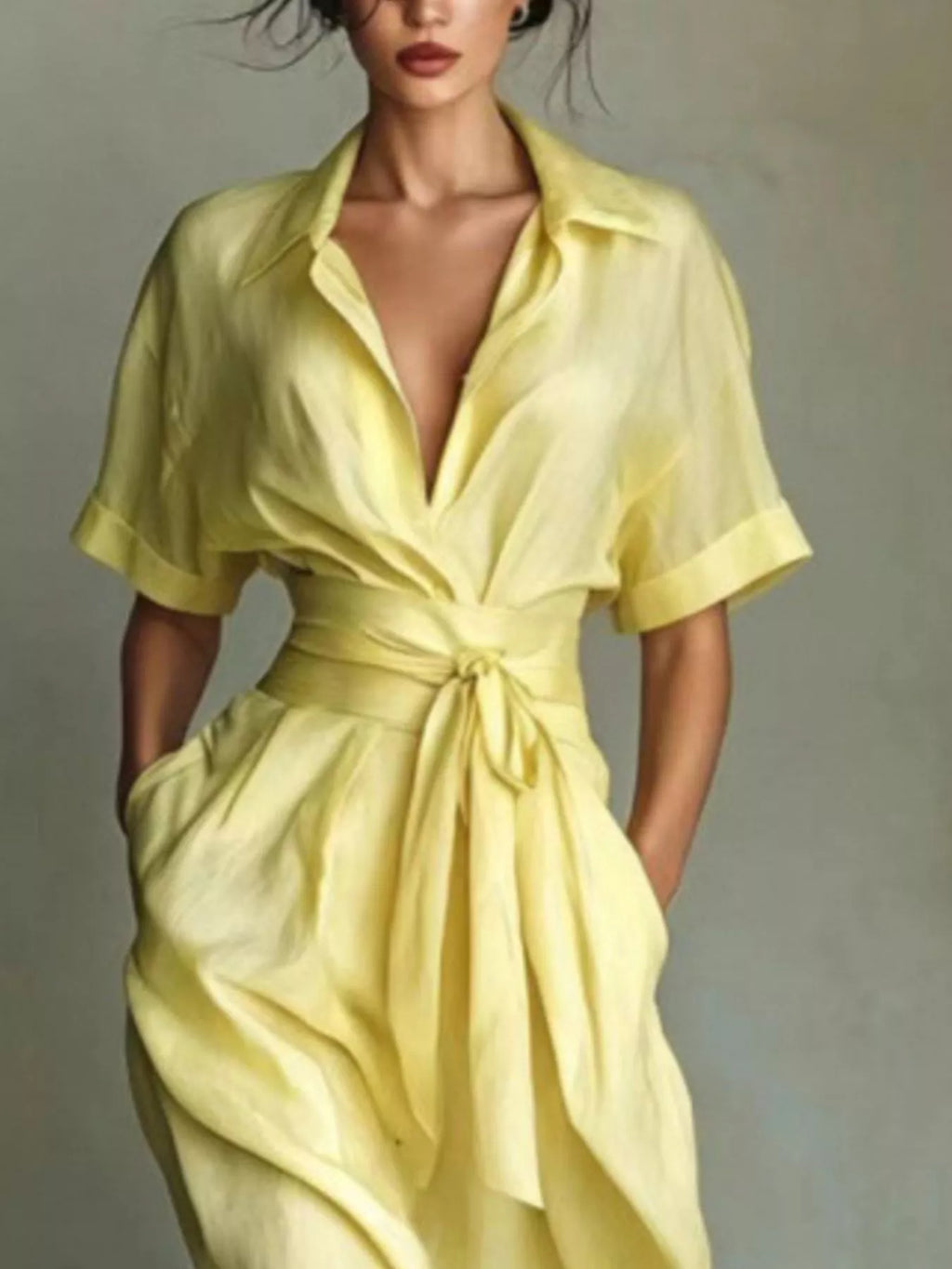 Collared Neck Maxi Shirt Dress