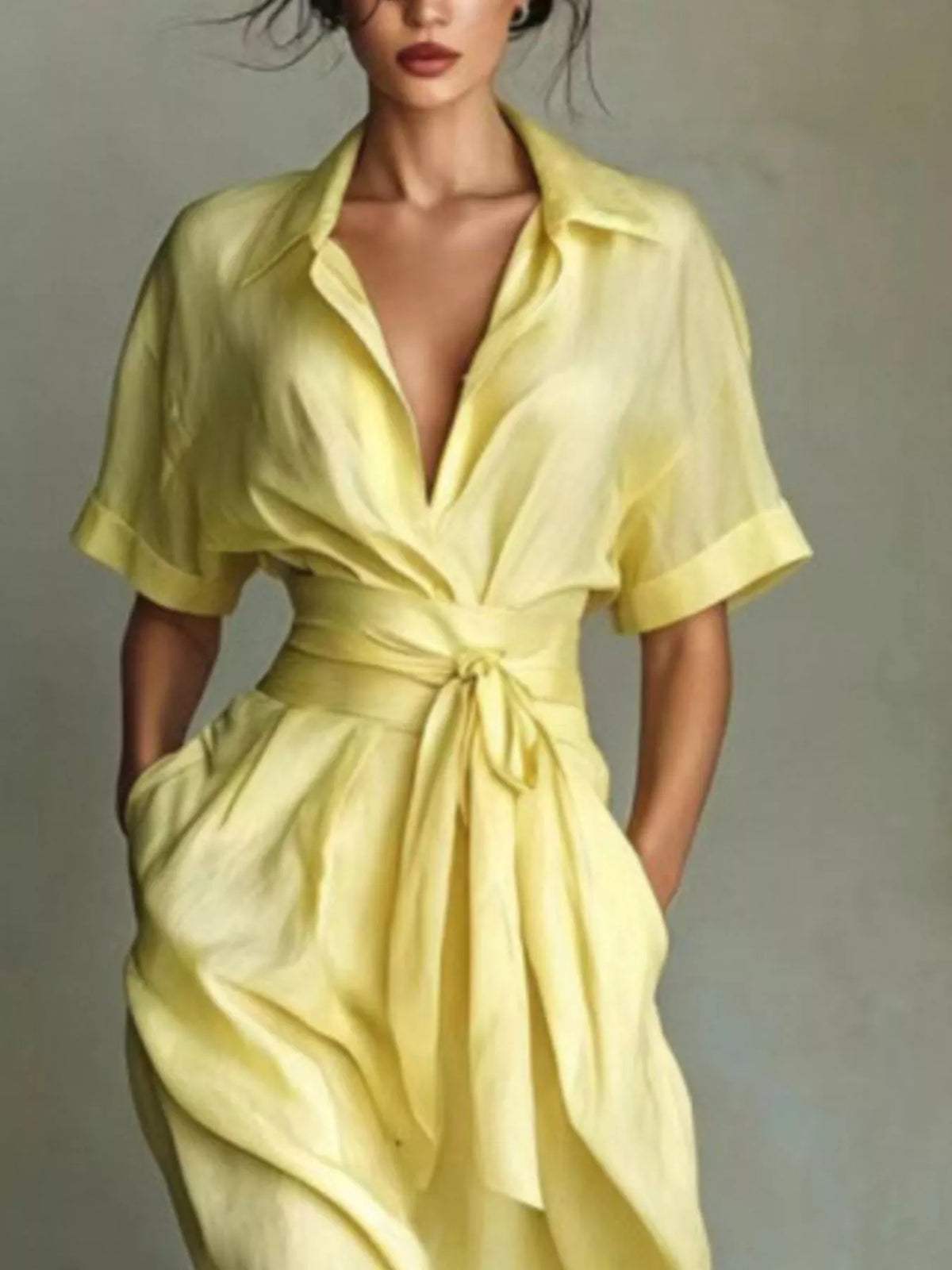 Collared Neck Maxi Shirt Dress