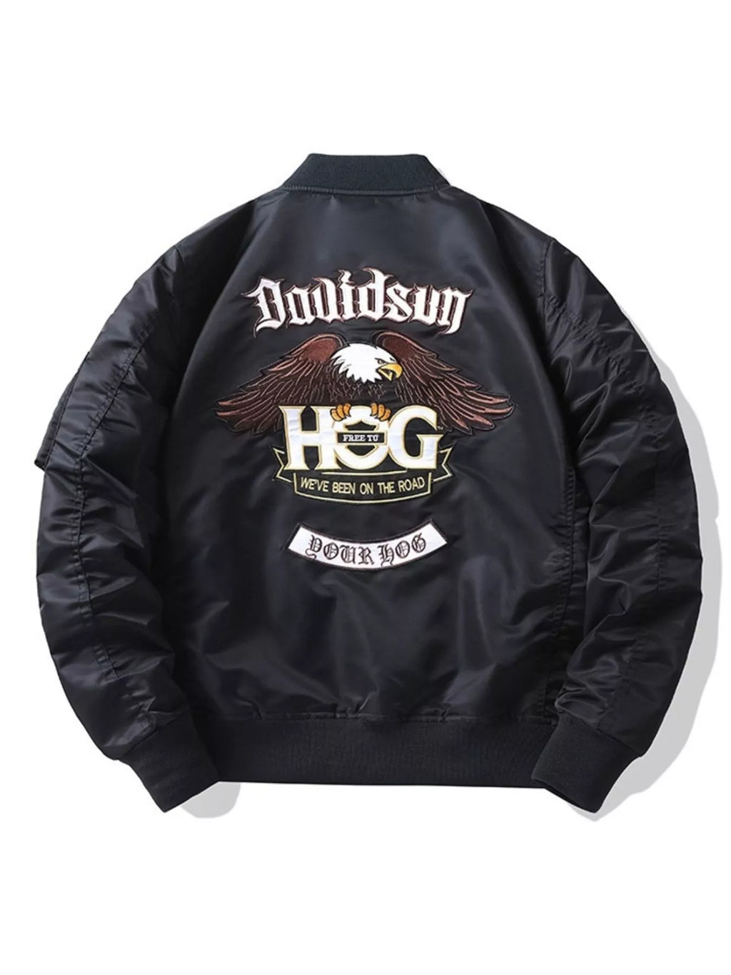 Men's Plus Size Embroidered Zip Up Bomber Jacket