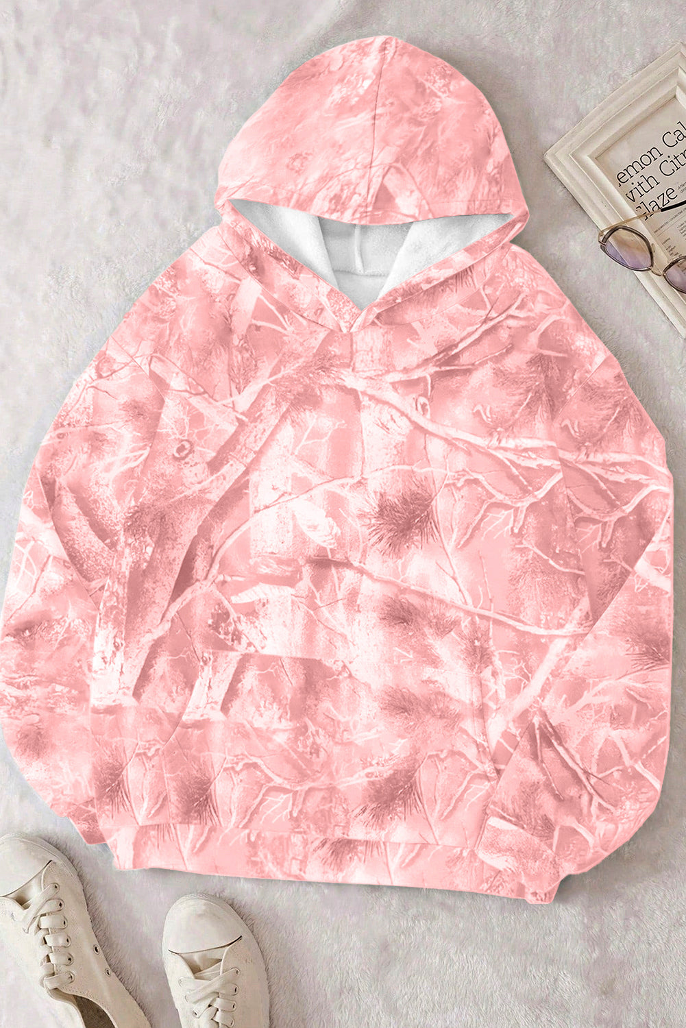 Camo Kangaroo Pocket Drop Shoulder Hoodie