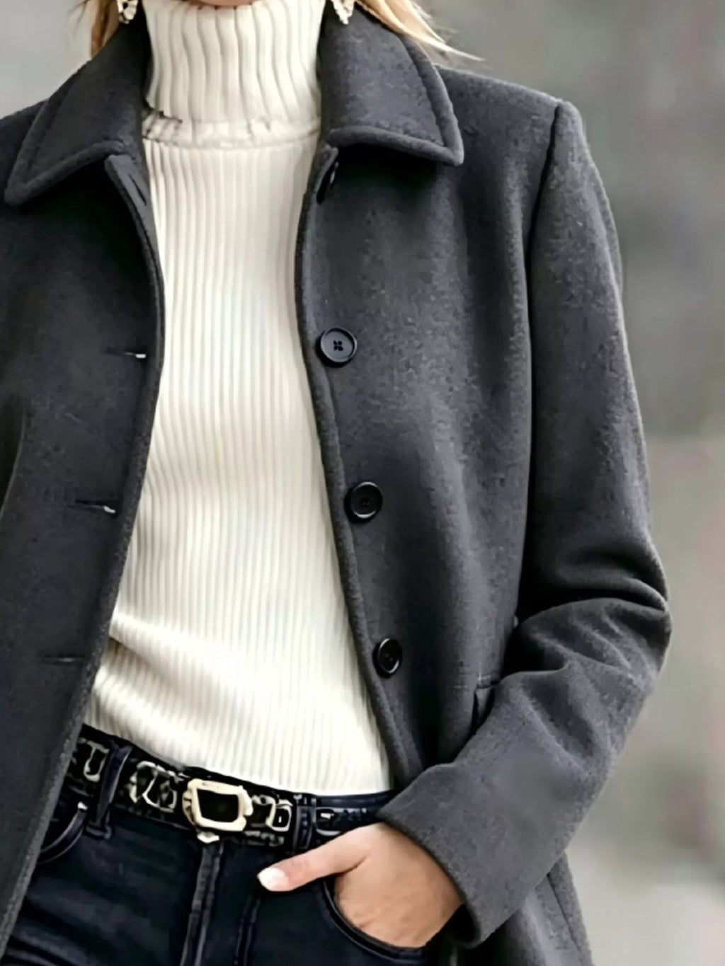 Button Up Collared Neck Coat
