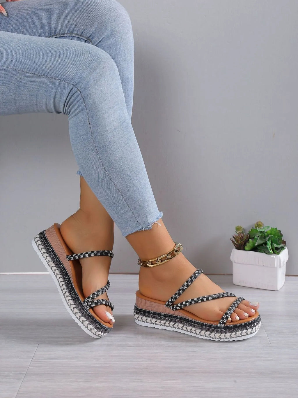 Woven Platform Wedge Sandals