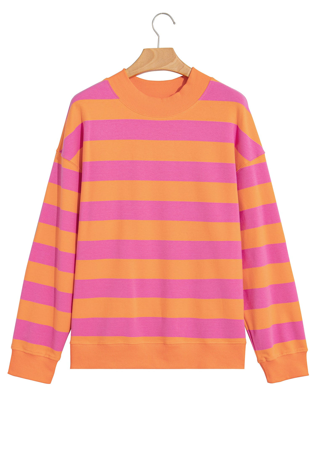 Rose Stripe Colorblock Mock Neck Relaxed Sweatshirt