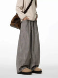 Men's Plus Size Striped Wide-Leg Casual Pants