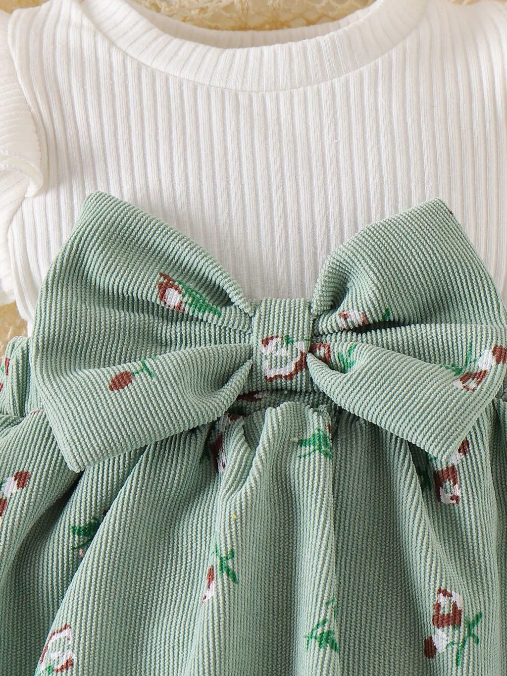 Children's Bow Ribbed Knit Dress & Headband & Socks Set