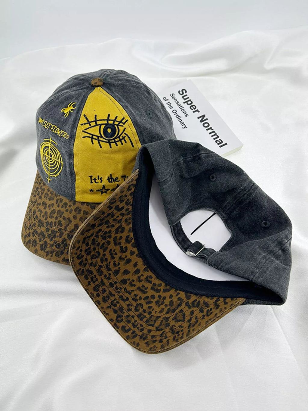 Printed Baseball Cap with Leopard Brim
