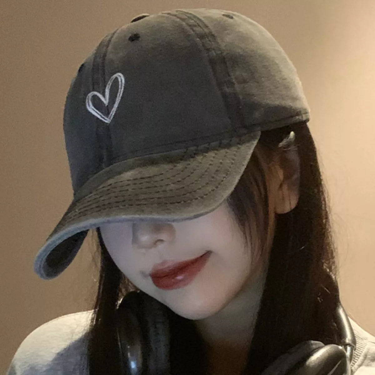 Embroidered Heart Baseball Cap