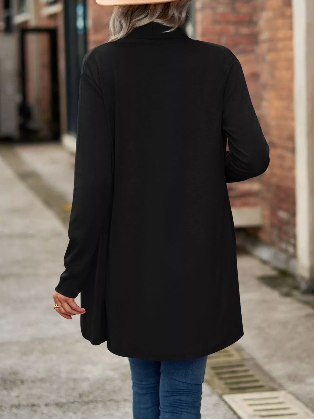 Open-Front Dropped Shoulder Cardigan
