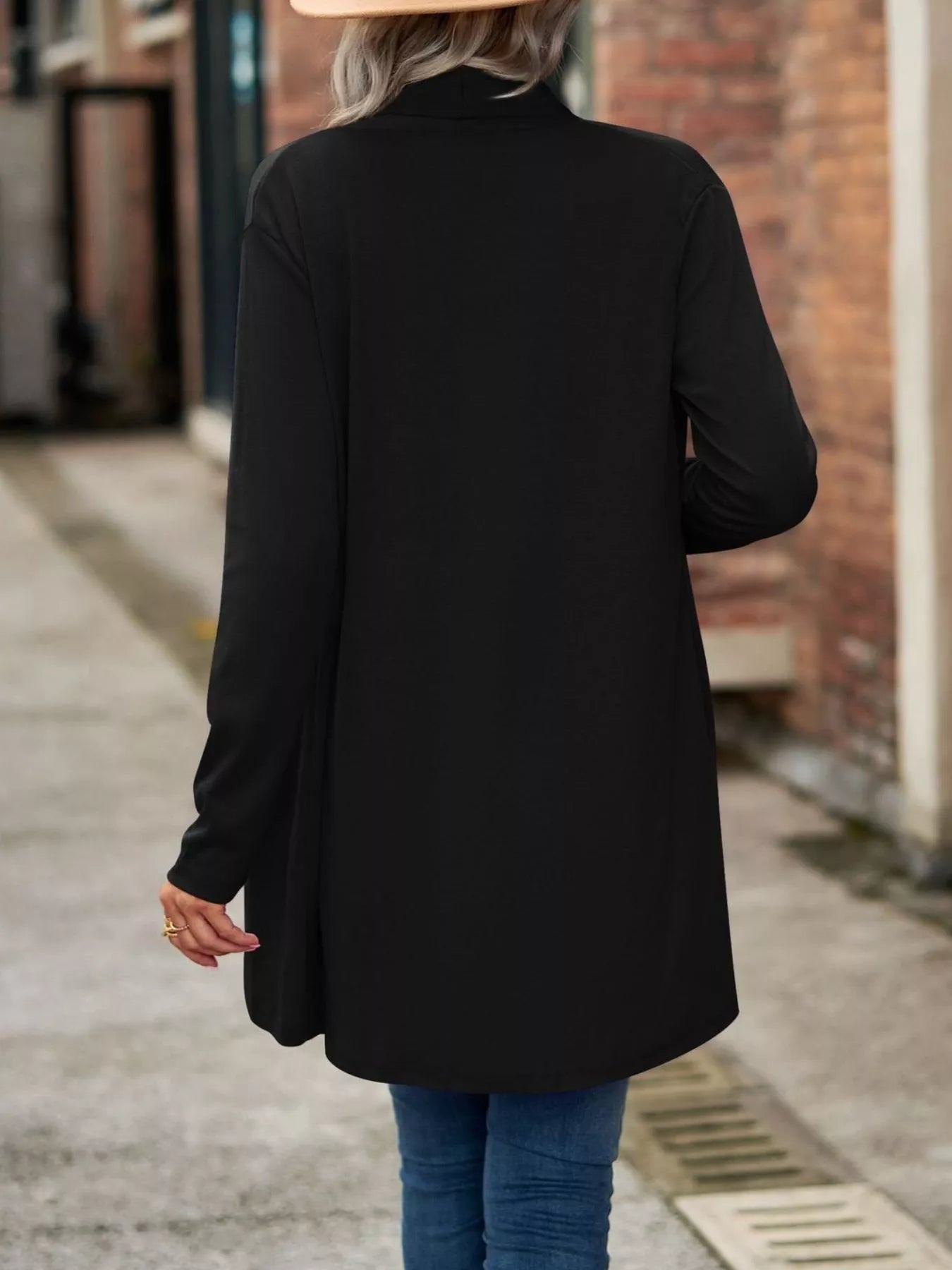 Open-Front Dropped Shoulder Cardigan