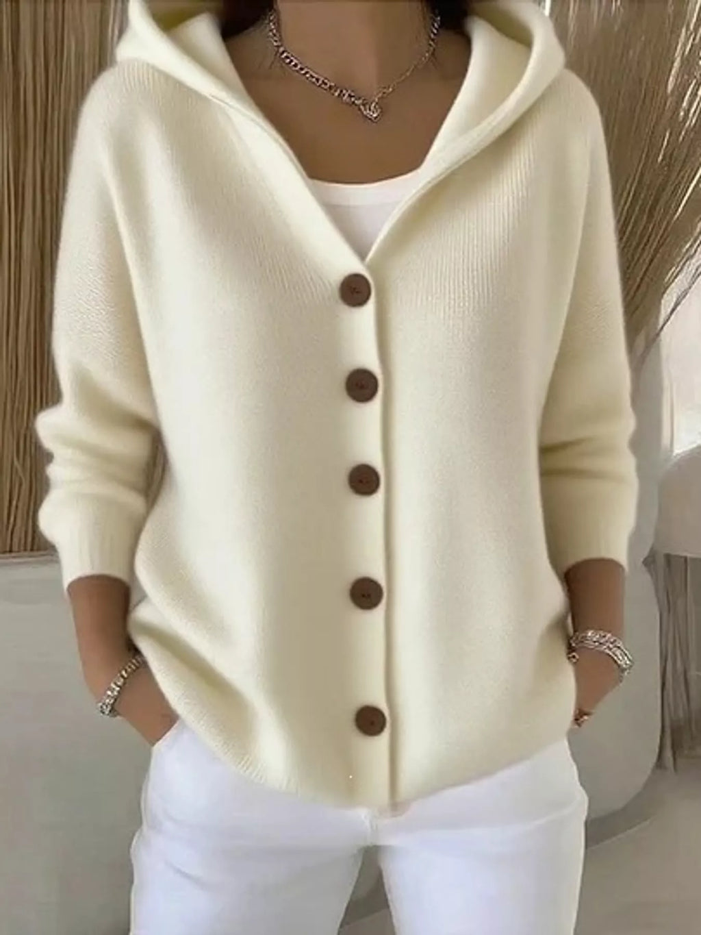 Full Size Hooded Button-Down Knit Cardigan Plus Size